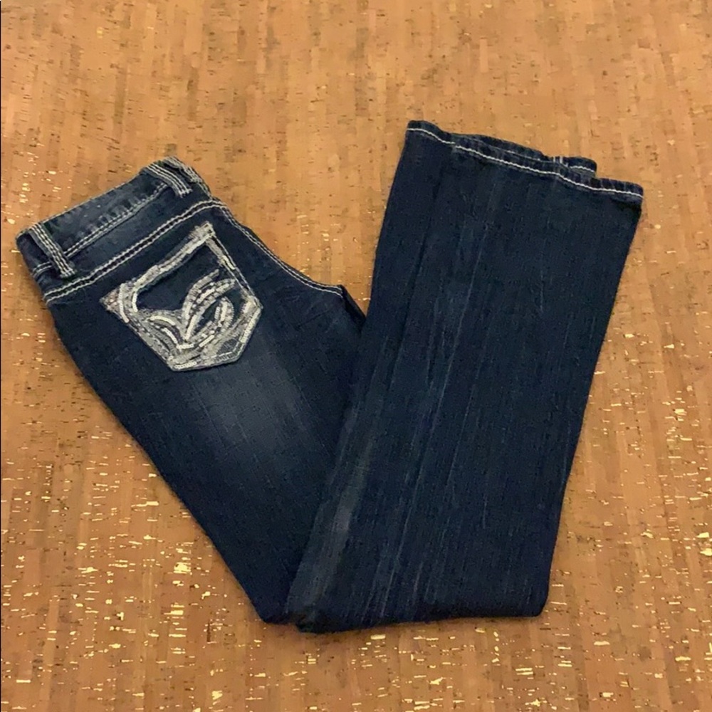 Selena Denim Bootcut Jeans w/stitch detail, Sz 3
